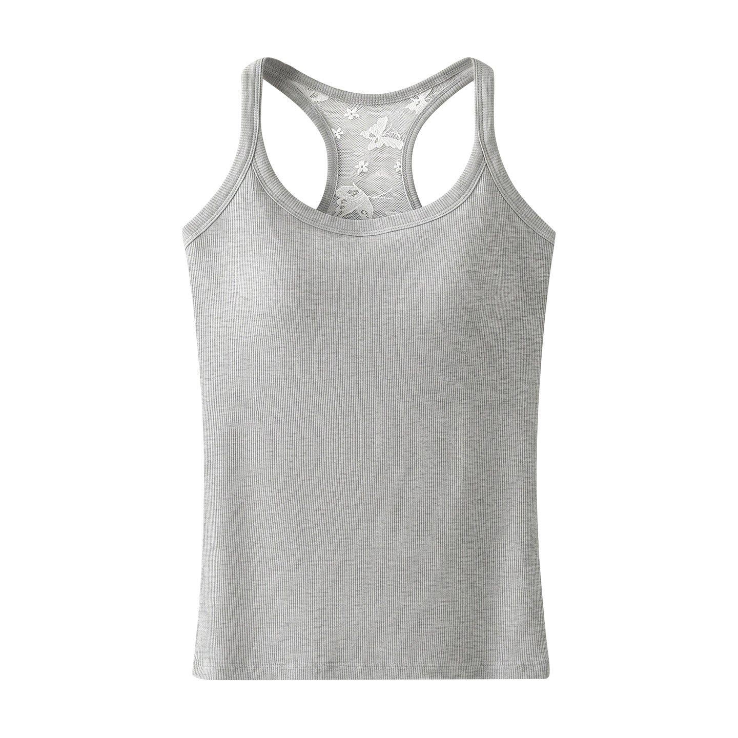 Women's Built-In Bra Tank Top – Classic & Lace-Back Styles with Optional Shorts Set