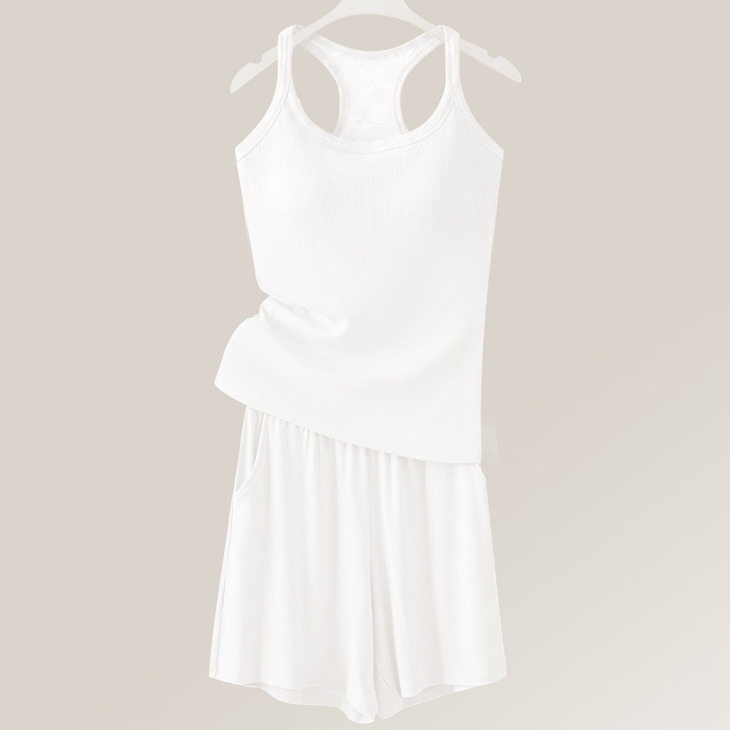 Women's Built-In Bra Tank Top – Classic & Lace-Back Styles with Optional Shorts Set