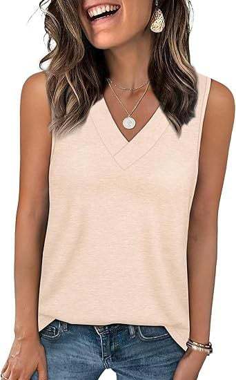 Women’s Lightweight V-Neck Tank Top – Relaxed Fit Sleeveless Casual Top