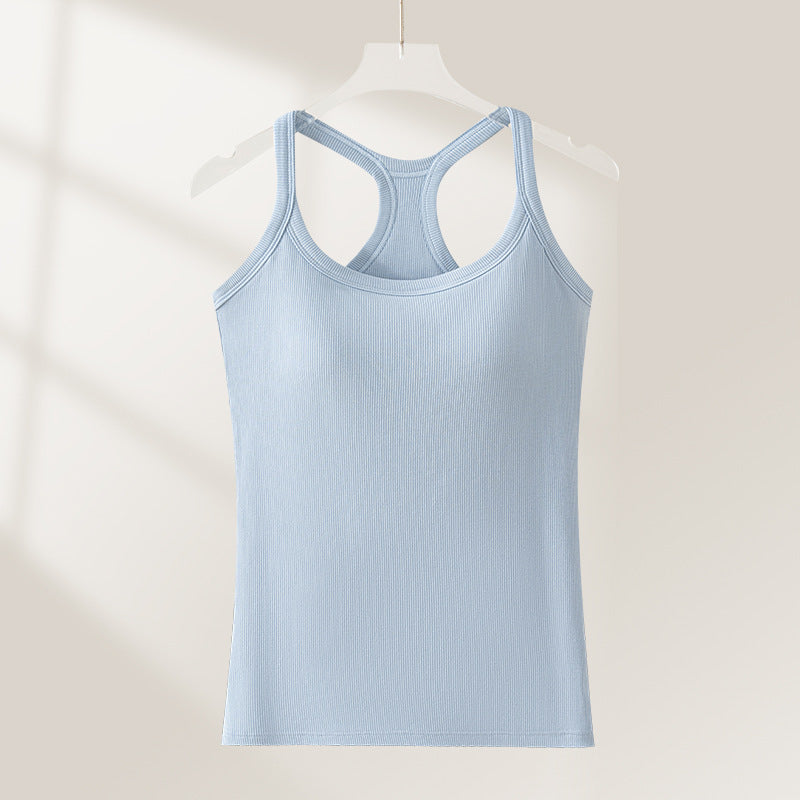 Women's Built-In Bra Tank Top – Classic & Lace-Back Styles with Optional Shorts Set