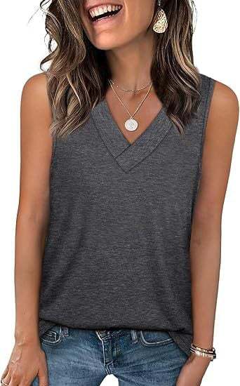 Women’s Lightweight V-Neck Tank Top – Relaxed Fit Sleeveless Casual Top