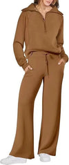 Women’s Half-Zip & Wide-Leg Two-Piece Set