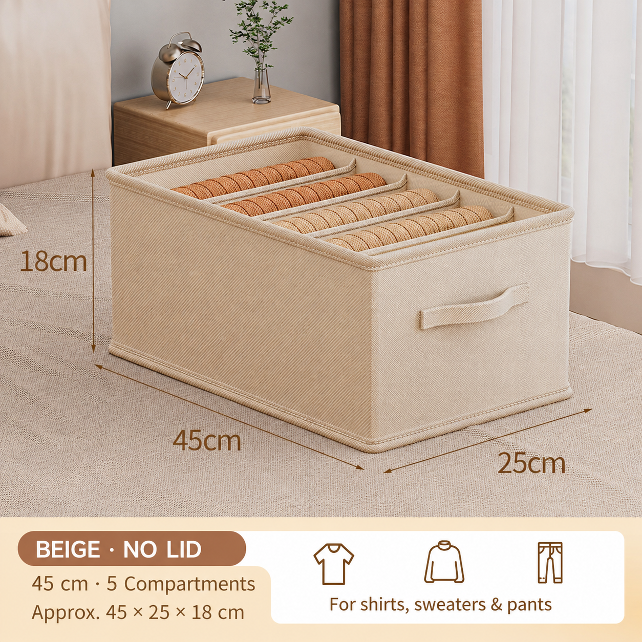 Foldable Multi-Compartment Clothing Organizer with Handle