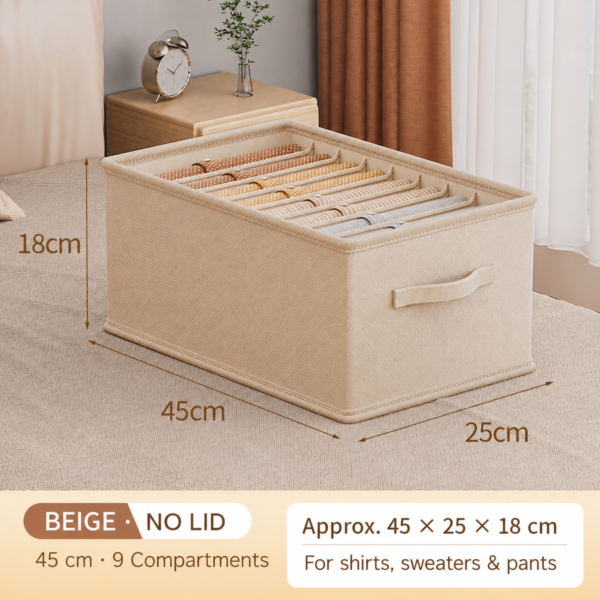 Foldable Multi-Compartment Clothing Organizer with Handle