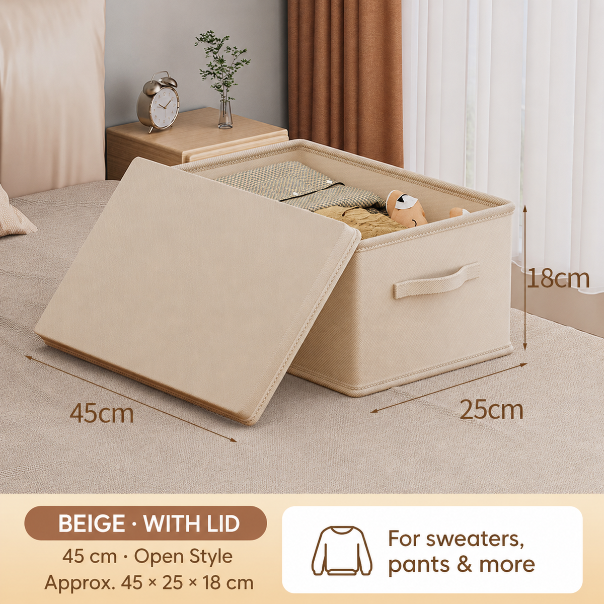 Foldable Multi-Compartment Clothing Organizer with Handle
