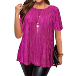 Women’s Pleated Short-Sleeve Blouse – Relaxed Fit