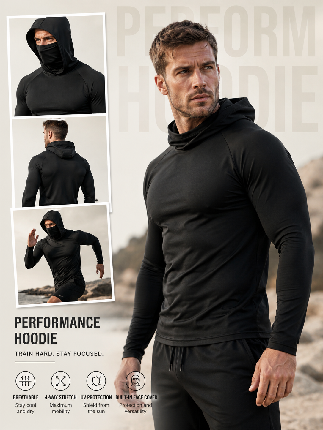 💥 Bulk Purchase Discount | Stretch Breathable Sports Hooded Long‑Sleeve Workout Top, Multi‑Pack Bargain🎉