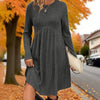 Women’s Ribbed Knit A-Line Dress with Pockets