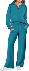 Women’s Half-Zip & Wide-Leg Two-Piece Set