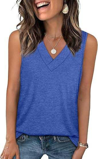 Women’s Lightweight V-Neck Tank Top – Relaxed Fit Sleeveless Casual Top