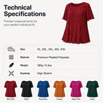 Women’s Pleated Short-Sleeve Blouse – Relaxed Fit