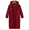 Women's Longline Fleece-Lined Zip-Up Hoodie with Pockets