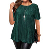Women’s Pleated Short-Sleeve Blouse – Relaxed Fit