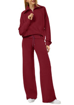 Women’s Half-Zip & Wide-Leg Two-Piece Set