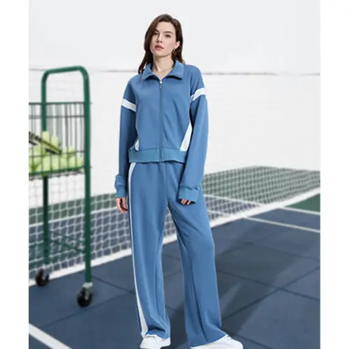 Women’s Colorblock Zip-Up Jacket & Wide-Leg Pants Two-Piece Set