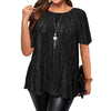 Women’s Pleated Short-Sleeve Blouse – Relaxed Fit