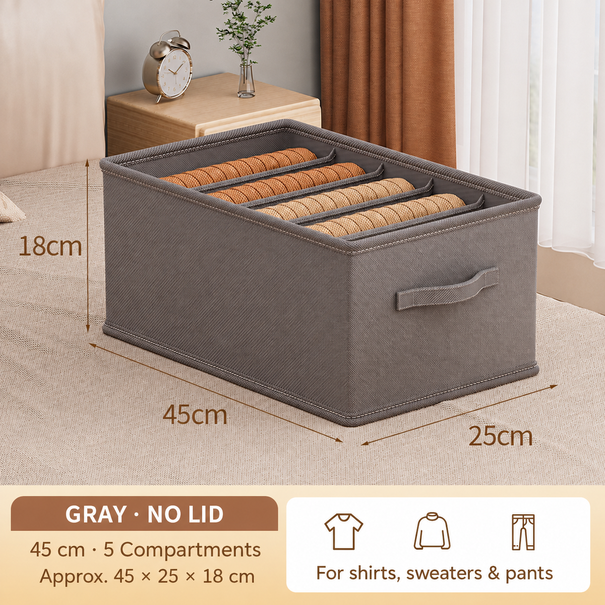 Foldable Multi-Compartment Clothing Organizer with Handle