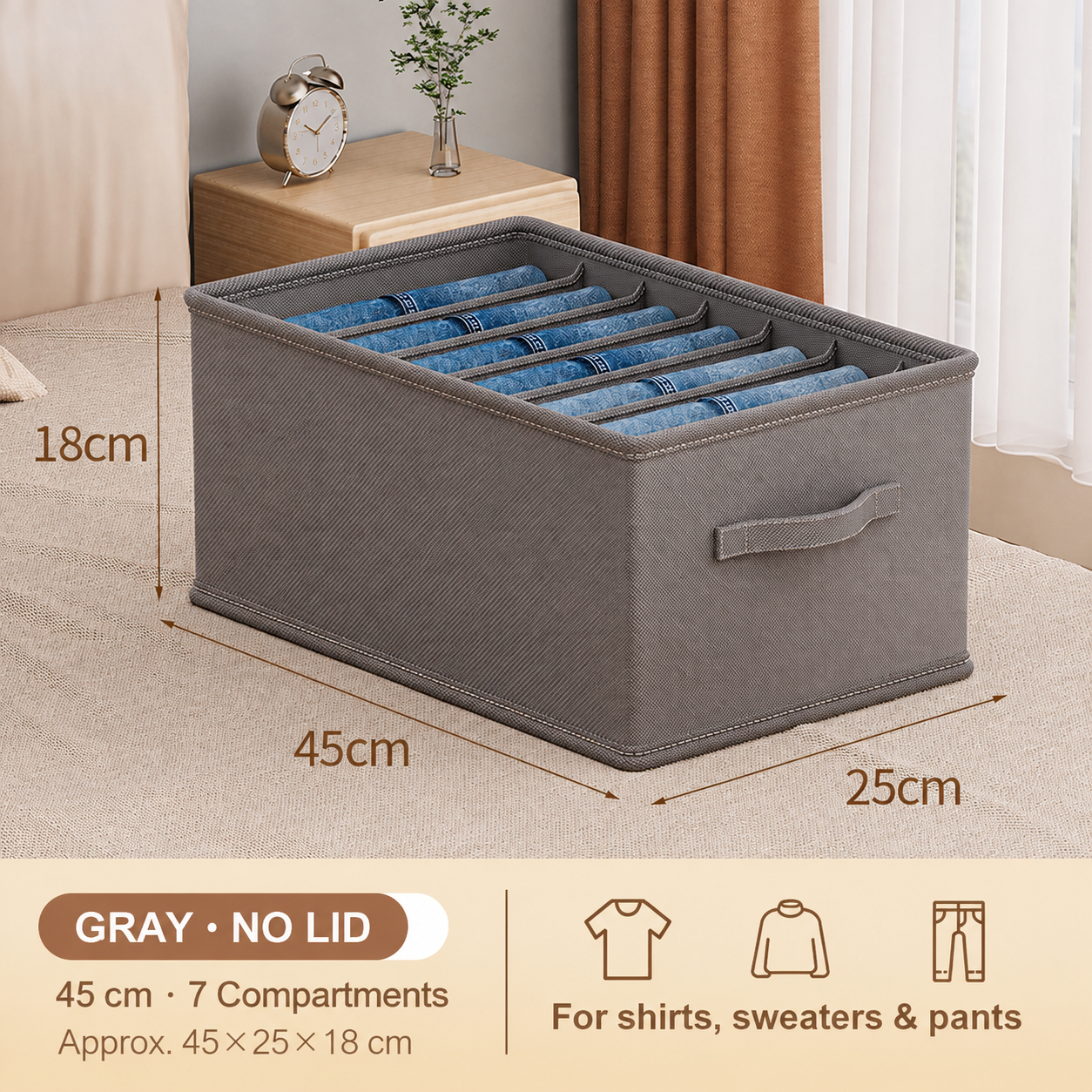 Foldable Multi-Compartment Clothing Organizer with Handle