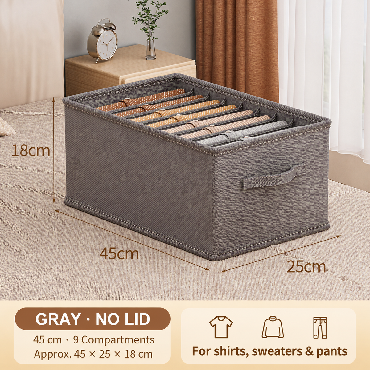 Foldable Multi-Compartment Clothing Organizer with Handle