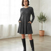Women’s Ribbed Knit A-Line Dress with Pockets
